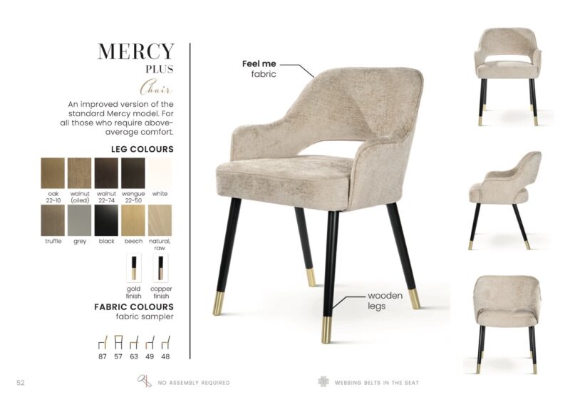 MERCY PLUS étkezőszék | vastagított ülőfelület, választható szövet / lábszín
